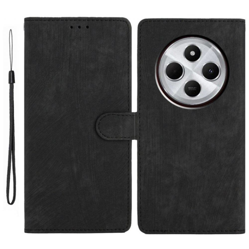 Kožený Kryt Poco C75 Semišový Efekt S Popruhem