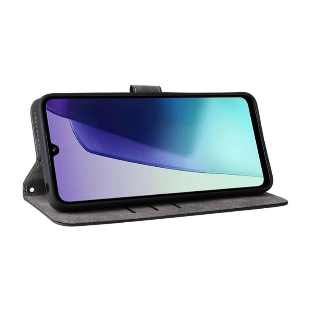 Peněženková Pouzdra Poco C75 Kryty Na Mobil Semišový Efekt Rfid Blokování S Popruhem