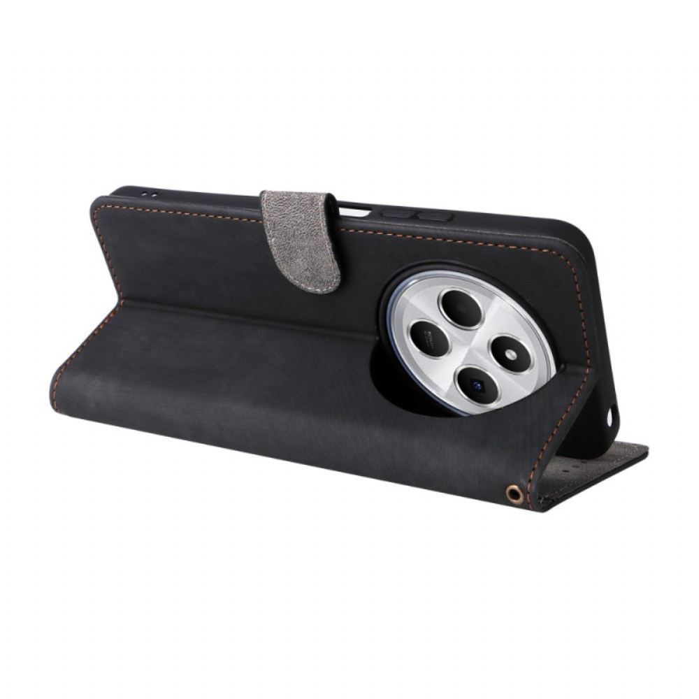 Peněženková Pouzdra Poco C75 Kryty Na Mobil Semišový Efekt Rfid Blokování S Popruhem