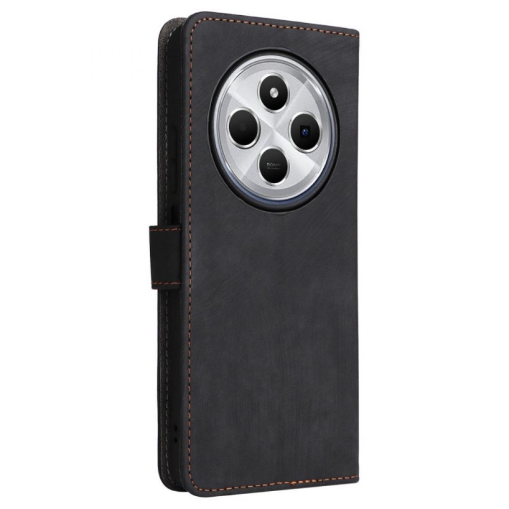 Peněženková Pouzdra Poco C75 Kryty Na Mobil Semišový Efekt Rfid Blokování S Popruhem