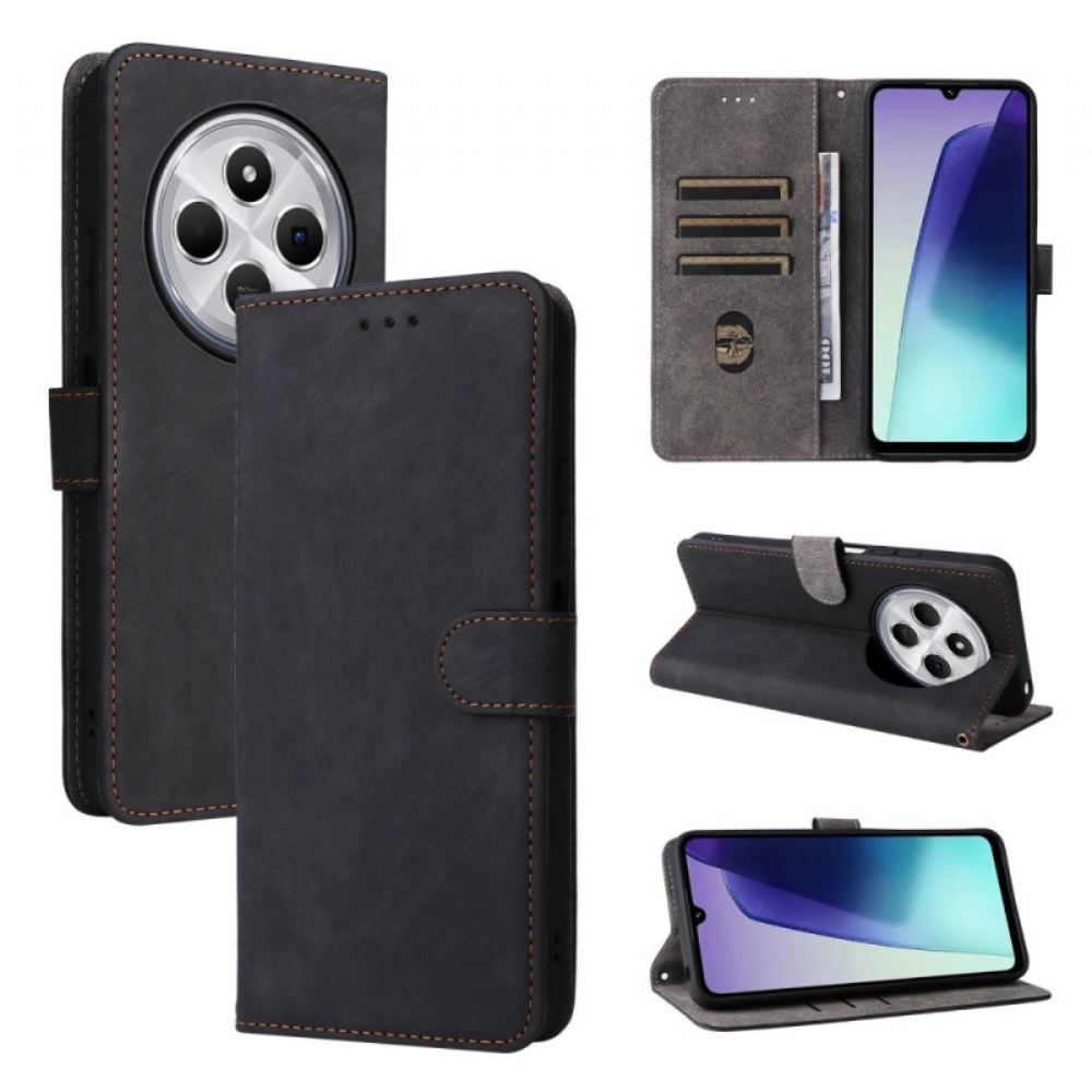 Peněženková Pouzdra Poco C75 Kryty Na Mobil Semišový Efekt Rfid Blokování S Popruhem