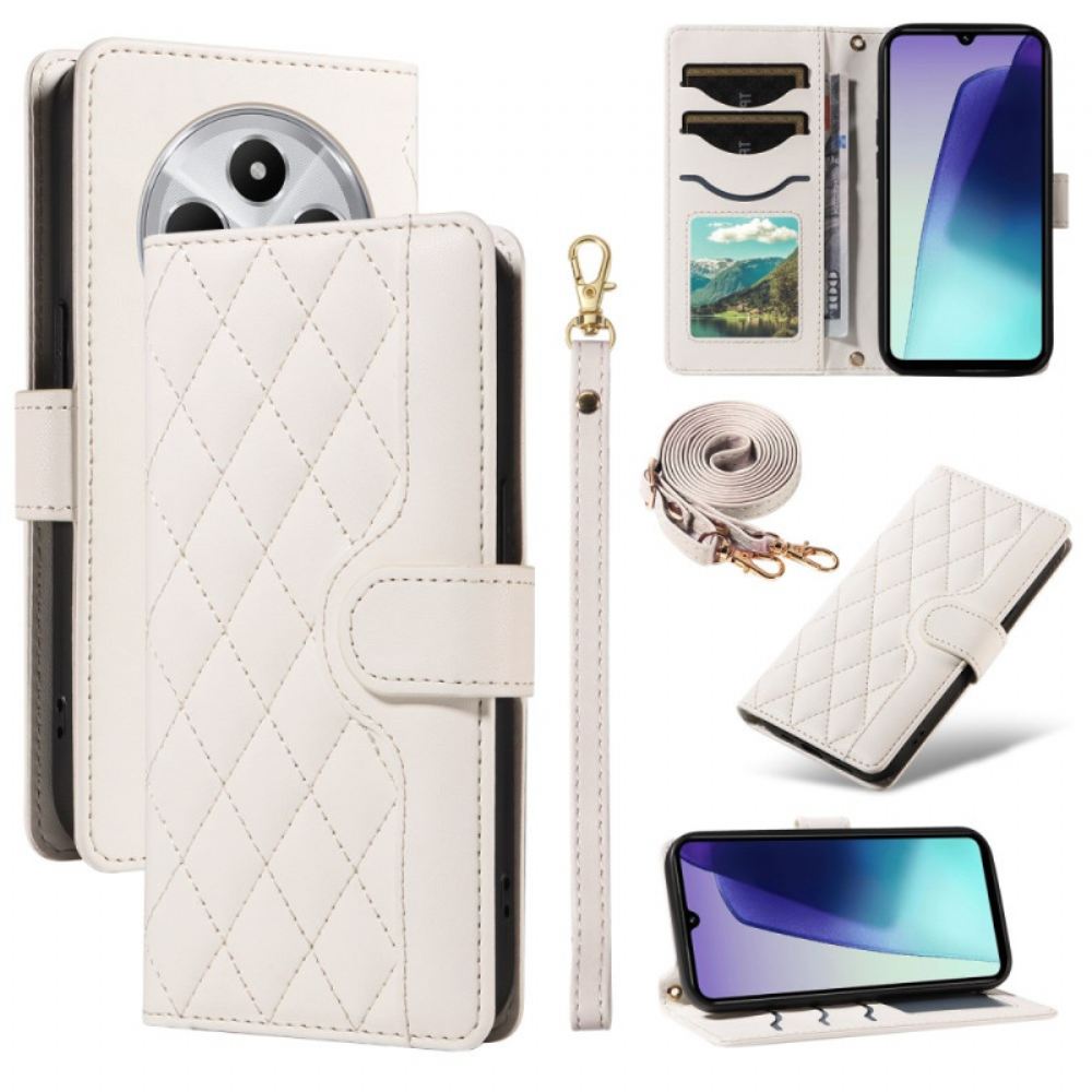 Peněženková Pouzdra Poco C75 Prošívané S Ramenním Popruhem A Náramkem