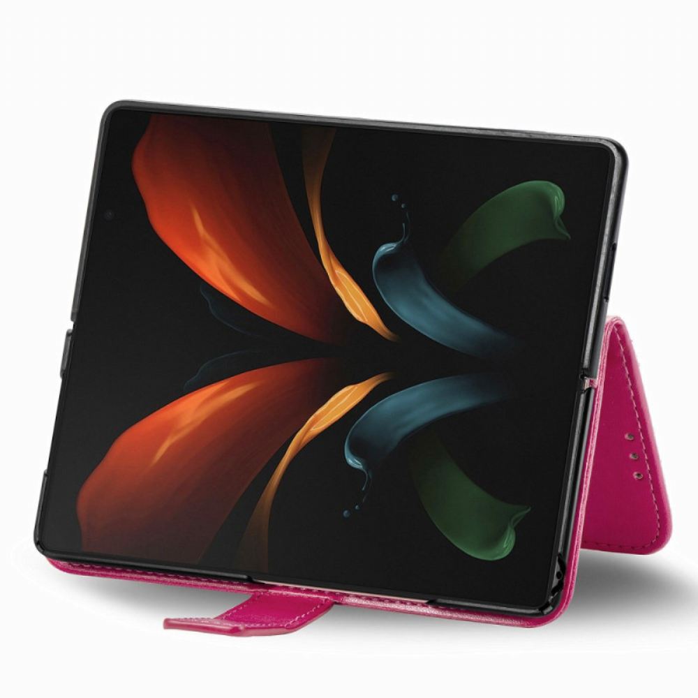 Flipové Pouzdro Na Samsung Galaxy Z Fold 4 Jetelový Vzor S Páskem