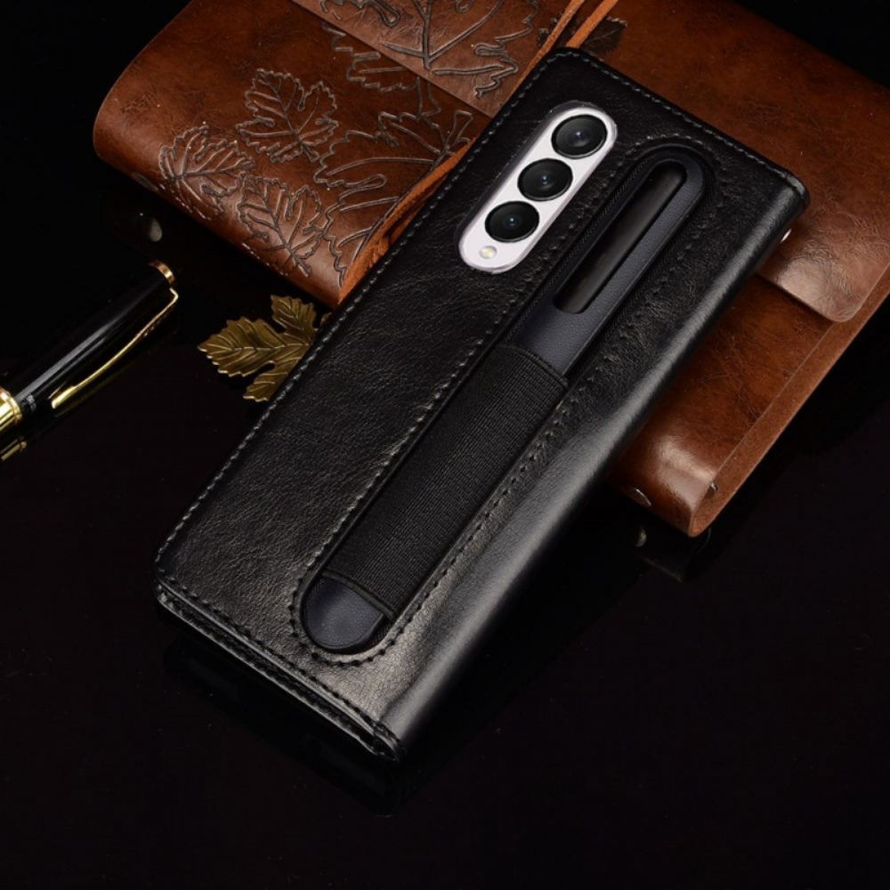 Flipové Pouzdro Na Samsung Galaxy Z Fold 4 Na Lana Retro Business Strappy