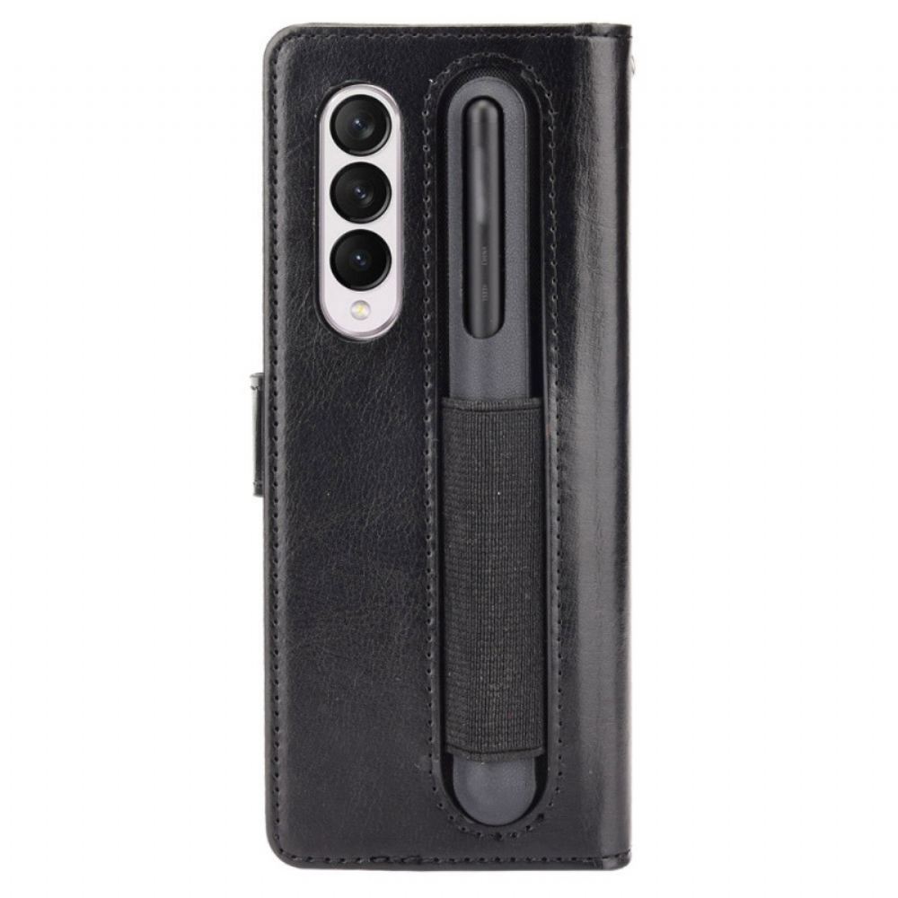 Flipové Pouzdro Na Samsung Galaxy Z Fold 4 Na Lana Retro Business Strappy