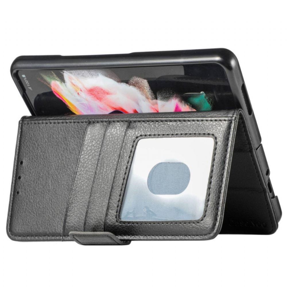 Flipové Pouzdro Na Samsung Galaxy Z Fold 4 Slot Pro Pero Caseneo Litchi Z Umělé Kůže