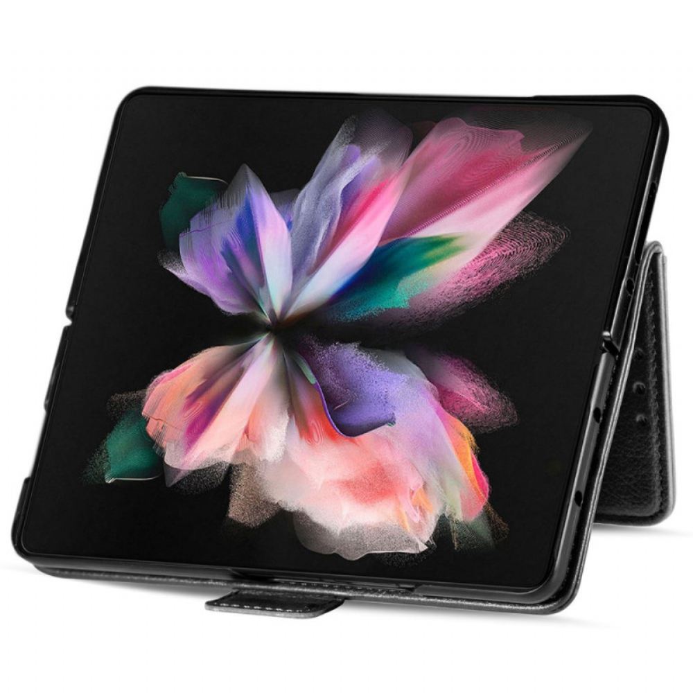 Flipové Pouzdro Na Samsung Galaxy Z Fold 4 Slot Pro Pero Caseneo Litchi Z Umělé Kůže