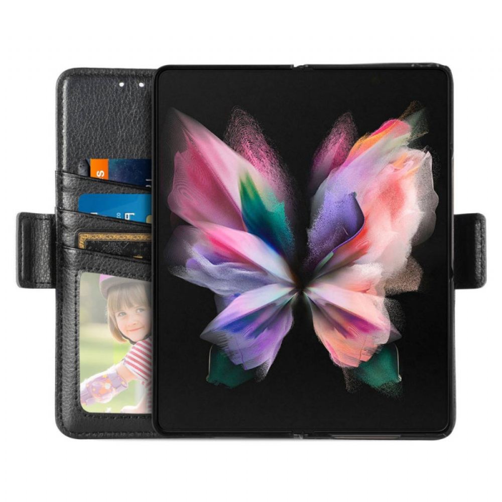 Flipové Pouzdro Na Samsung Galaxy Z Fold 4 Slot Pro Pero Caseneo Litchi Z Umělé Kůže