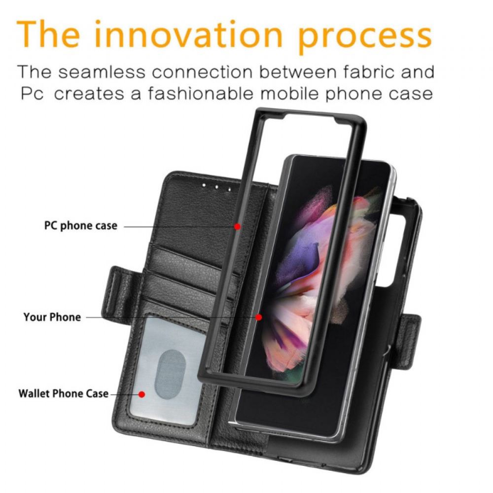Flipové Pouzdro Na Samsung Galaxy Z Fold 4 Slot Pro Pero Caseneo Litchi Z Umělé Kůže