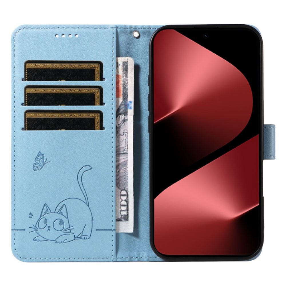 Kožený Kryt Huawei Pura 80 Pro Grafika Kočky S Linkami