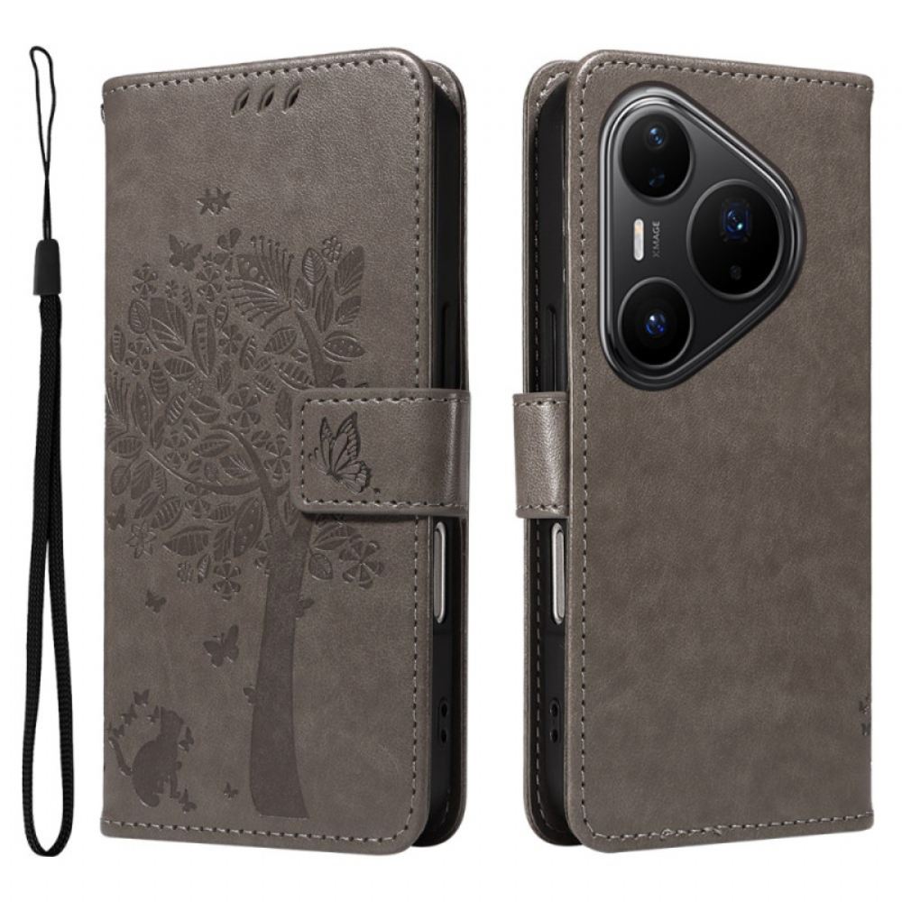 Peněženková Pouzdra Huawei Pura 80 Pro Kryty Na Mobil Vzor Kočky A Stromu