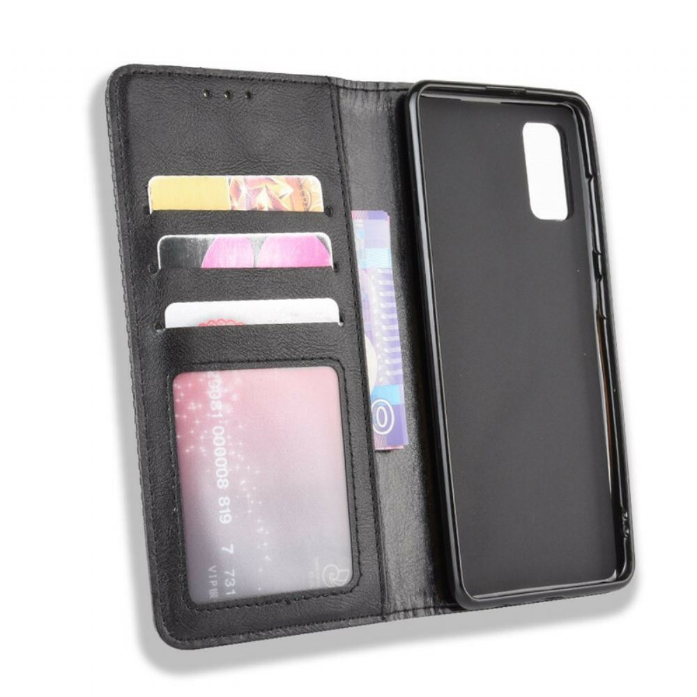 Kryty Na Mobil Na Samsung Galaxy A41 Flipové Pouzdro Stylizovaný Vintage Kožený Efekt
