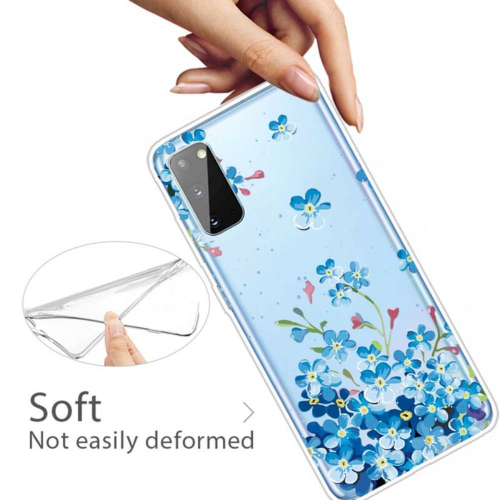 Kryty Na Mobil Na Samsung Galaxy A41 Modré Květy