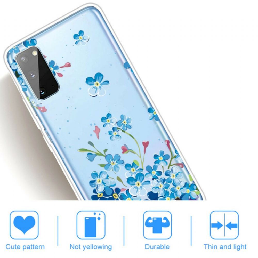 Kryty Na Mobil Na Samsung Galaxy A41 Modré Květy