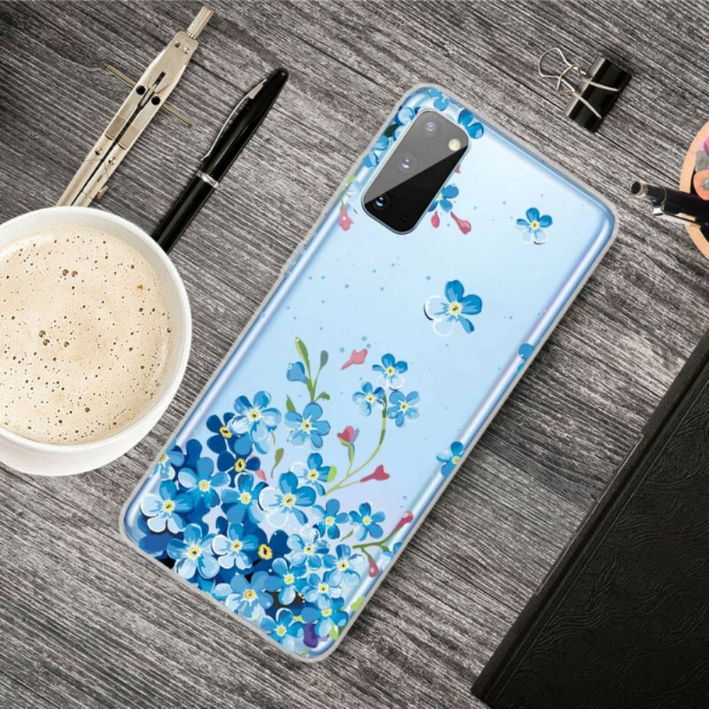 Kryty Na Mobil Na Samsung Galaxy A41 Modré Květy