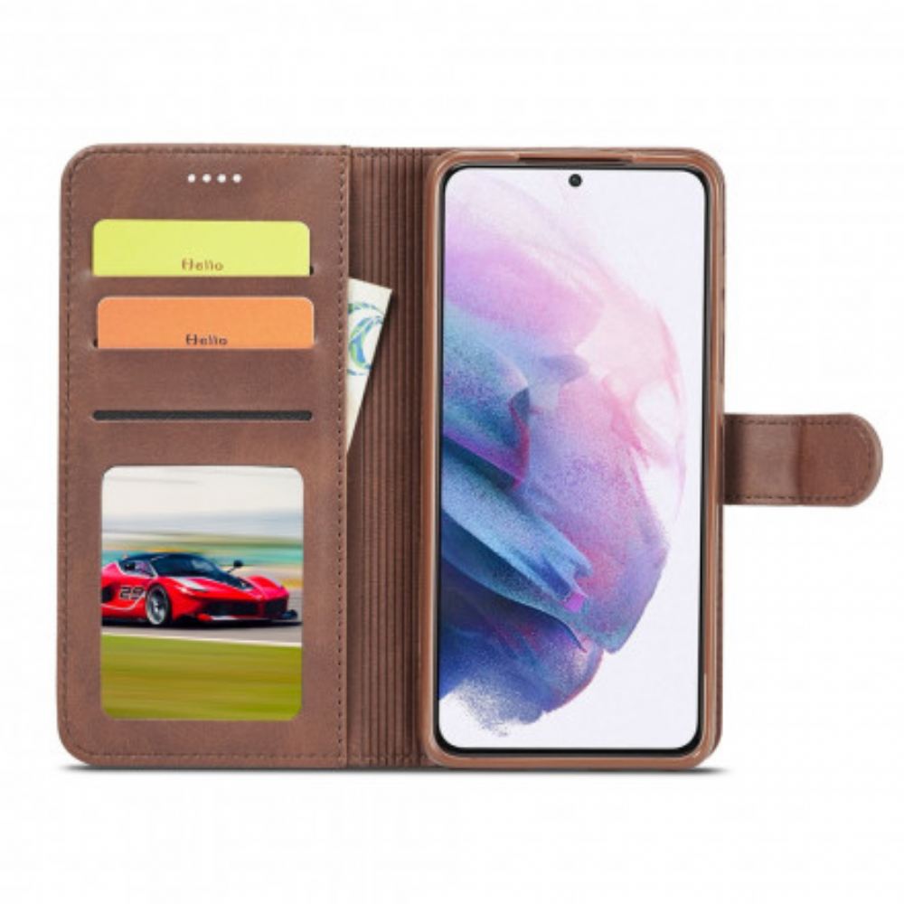 Flipové Pouzdro Na Samsung Galaxy S21 5G Kožený Efekt Lc.imeeke