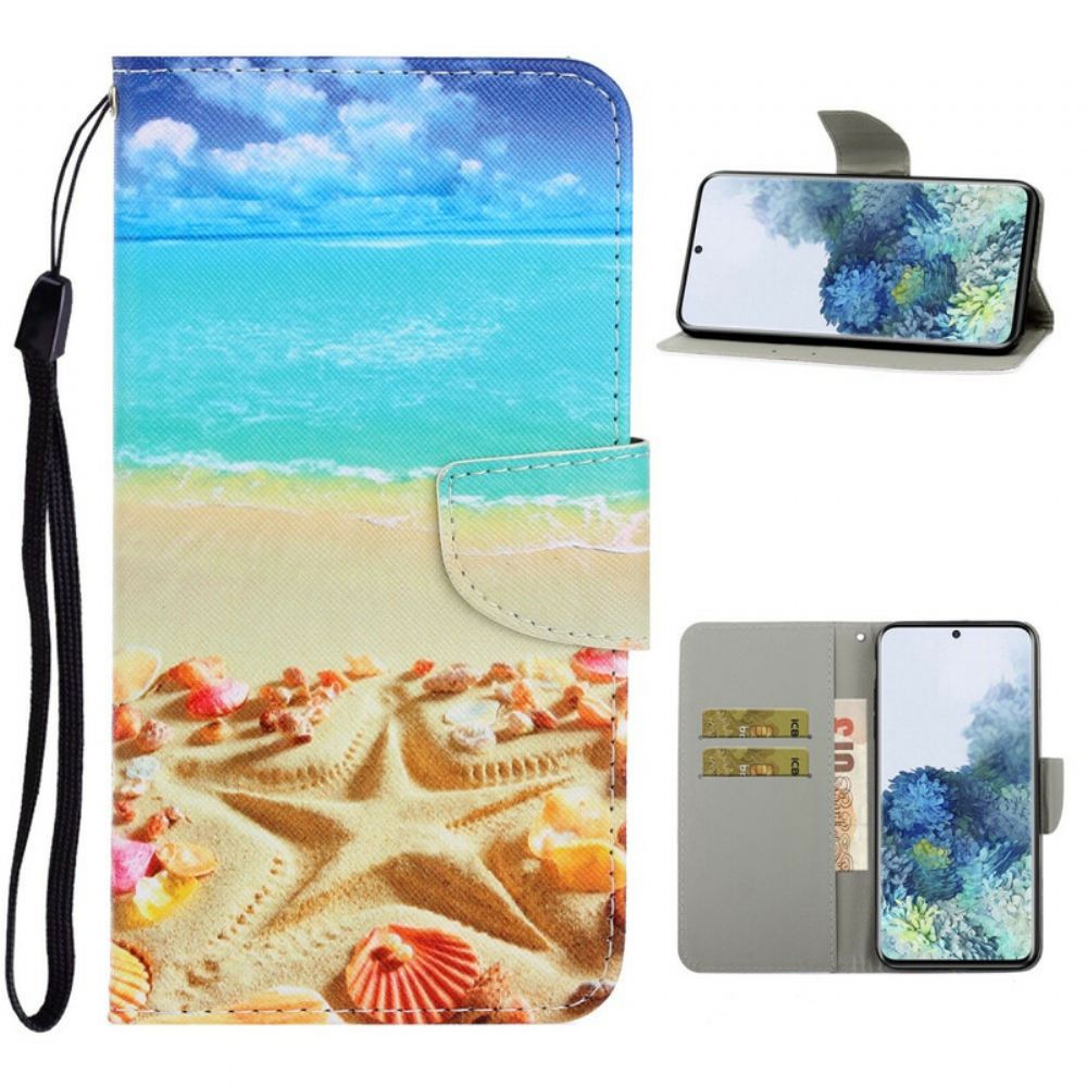 Flipové Pouzdro Na Samsung Galaxy S21 5G Na Lana Strappy Beach