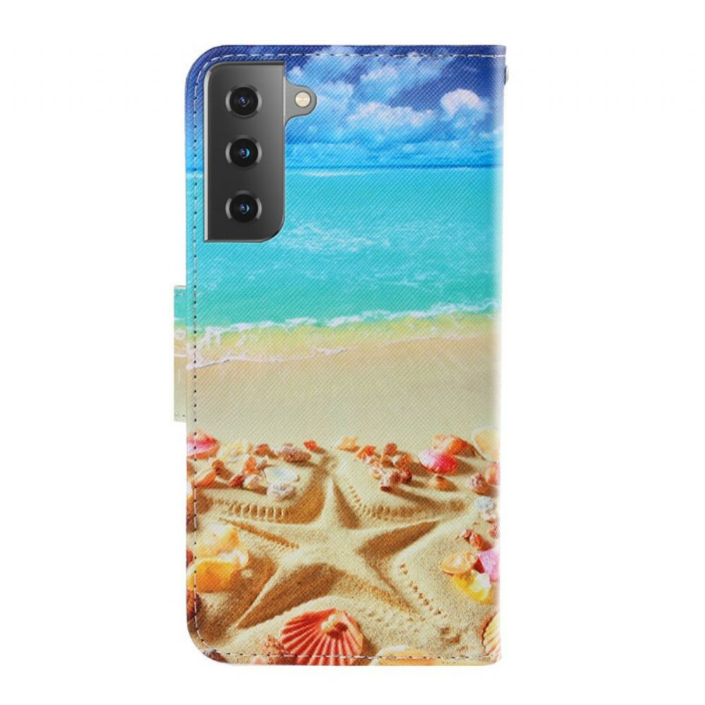 Flipové Pouzdro Na Samsung Galaxy S21 5G Na Lana Strappy Beach