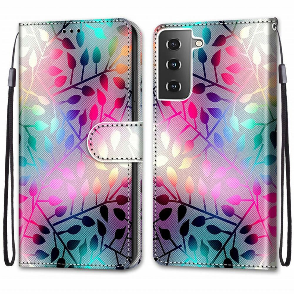 Flipové Pouzdro Na Samsung Galaxy S21 5G Neonové Listy