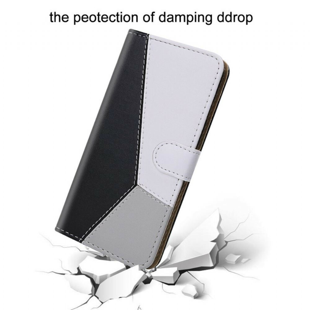 Flipové Pouzdro Na Samsung Galaxy S21 5G Tříbarevný Kožený Efekt