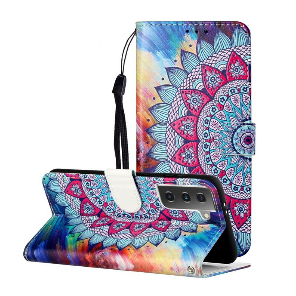 Kožené Pouzdro Na Samsung Galaxy S21 5G Král Mandala