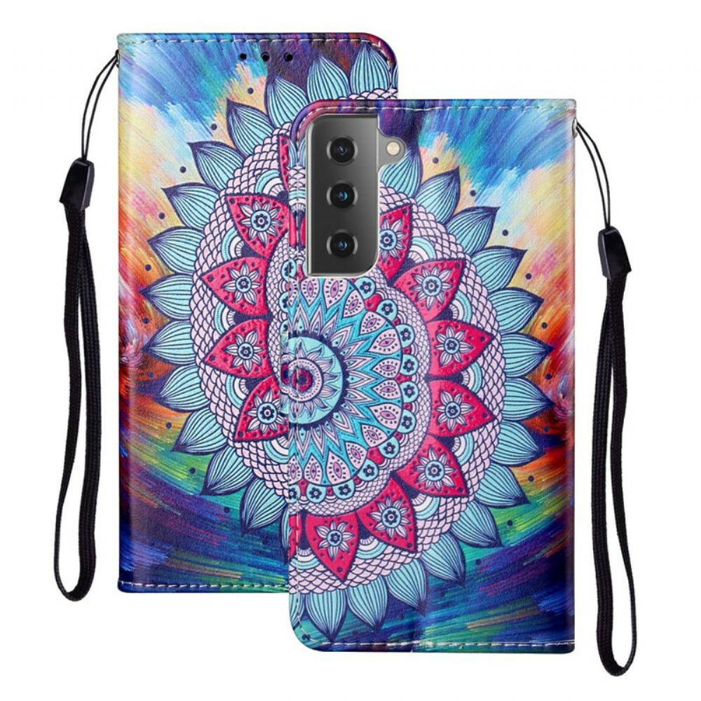 Kožené Pouzdro Na Samsung Galaxy S21 5G Král Mandala