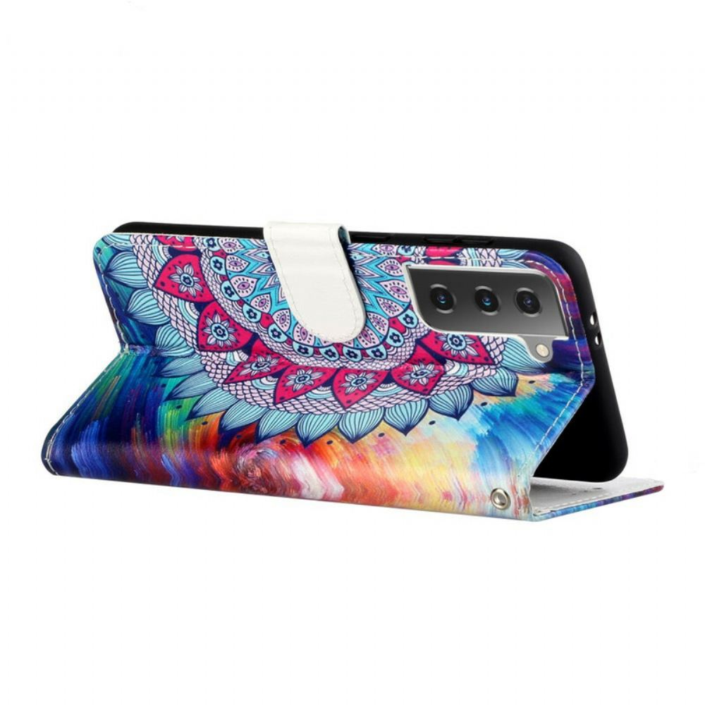 Kožené Pouzdro Na Samsung Galaxy S21 5G Král Mandala