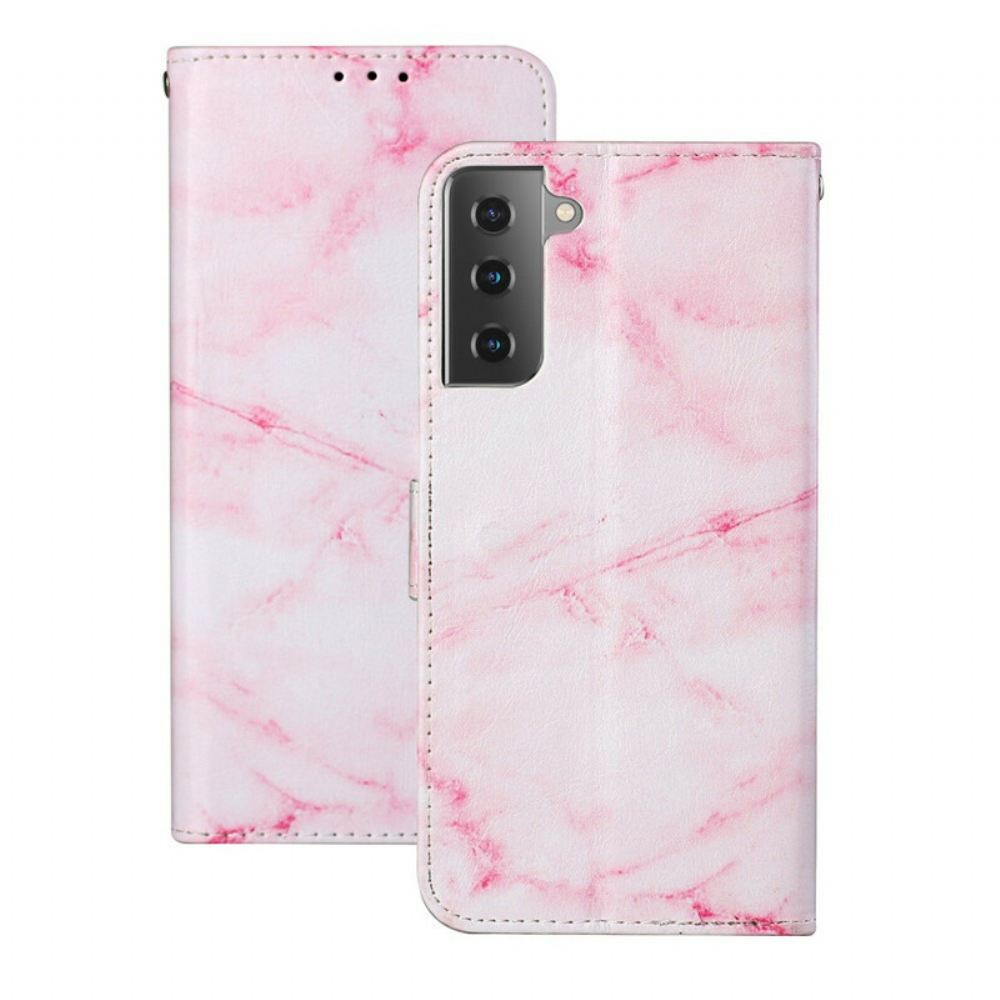 Kožené Pouzdro Na Samsung Galaxy S21 5G Mramor