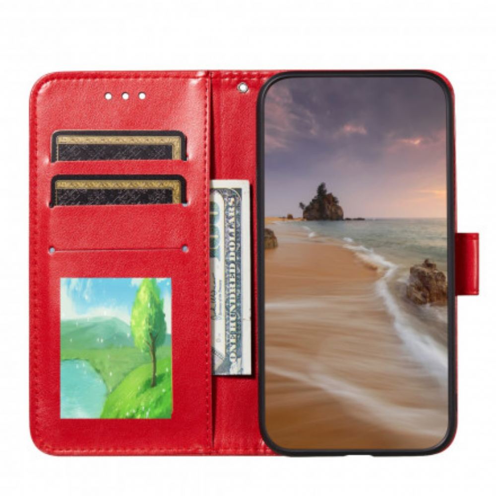 Kožené Pouzdro Na Samsung Galaxy S21 5G Tisk Květinové Výšivky