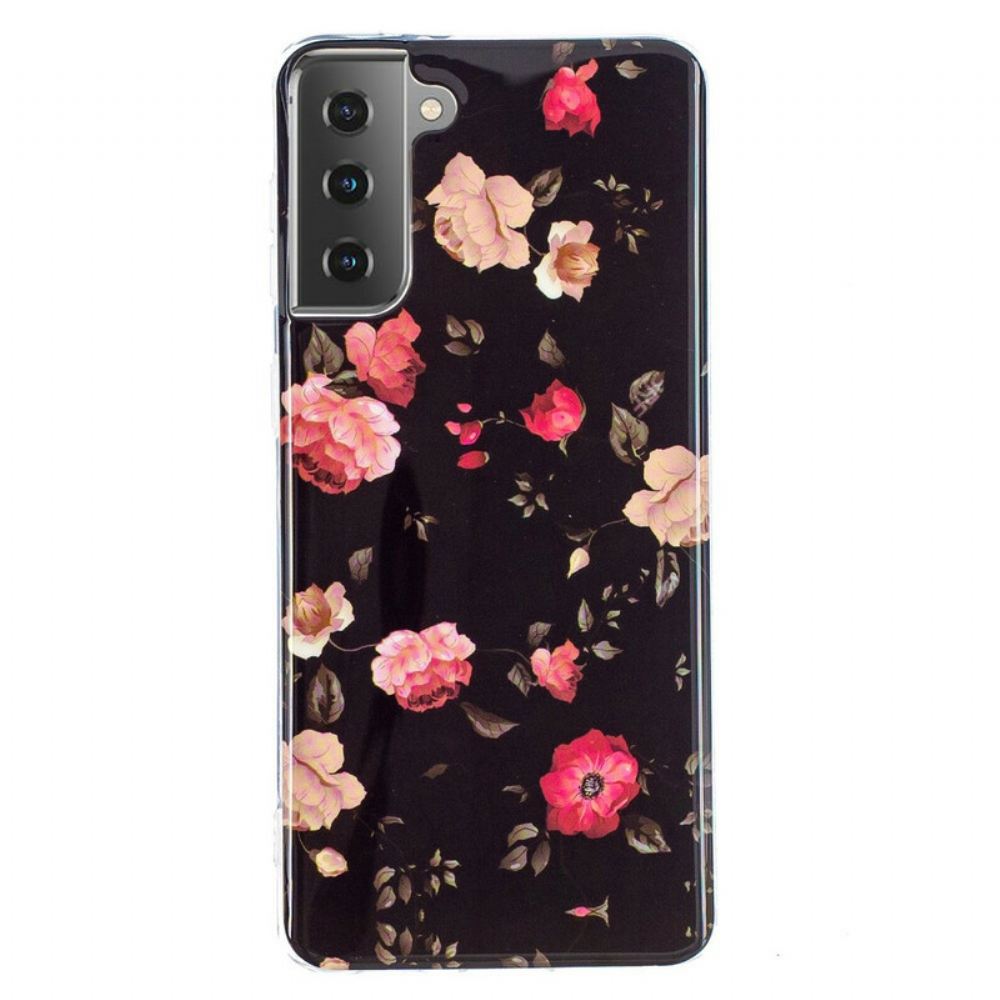 Kryt Na Samsung Galaxy S21 5G Fluorescenční Květinová Řada