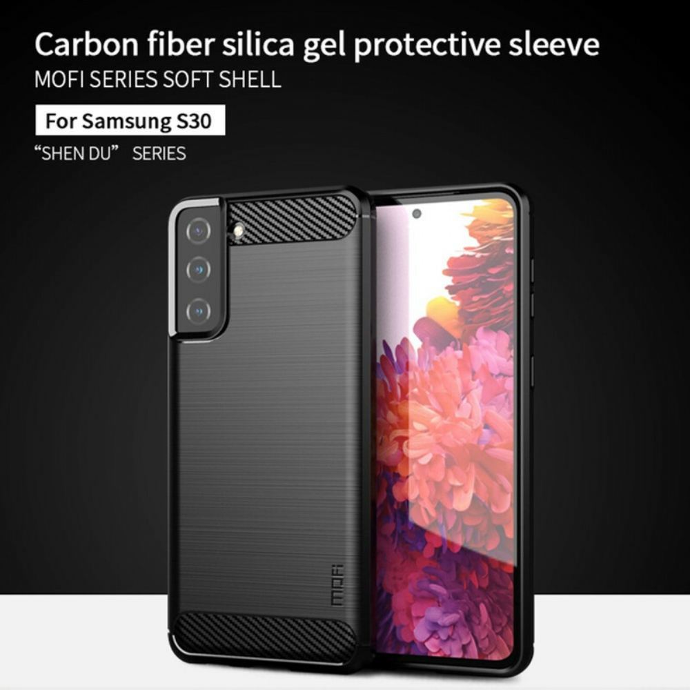 Kryt Na Samsung Galaxy S21 5G Mofi Kartáčované Uhlíkové Vlákno