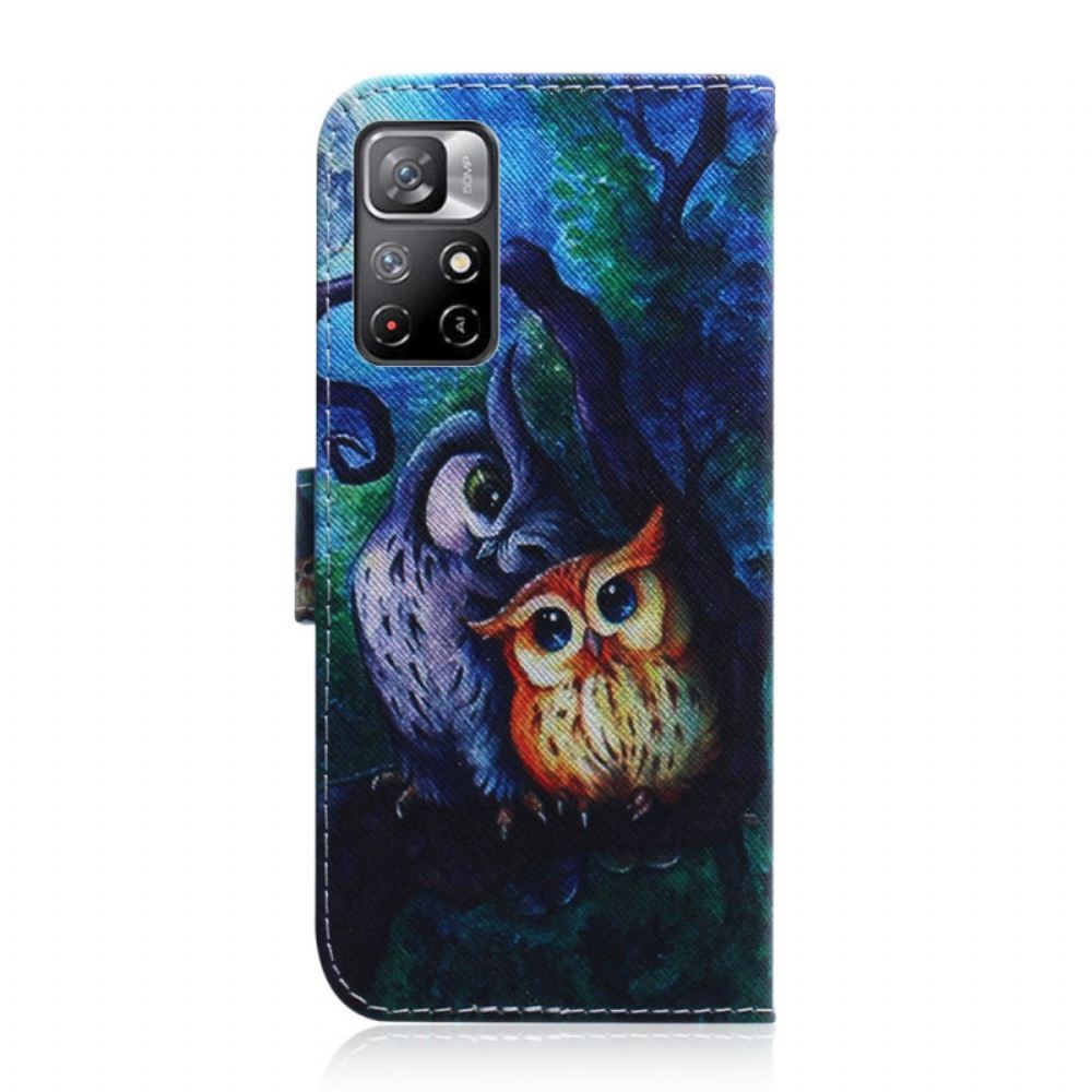 Flipové Pouzdro Na Poco M4 Pro 5G Malování Sov