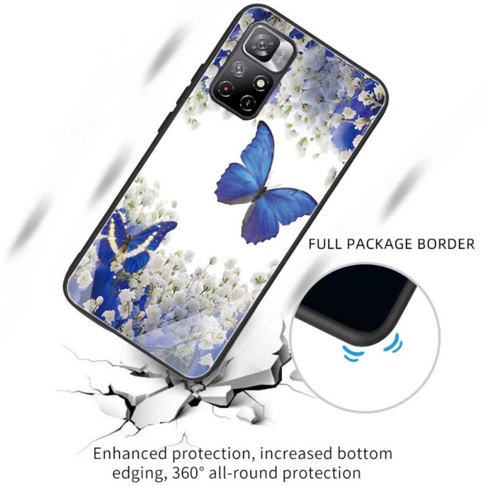 Kryt Na Poco M4 Pro 5G Design Motýlků Z Tvrzeného Skla