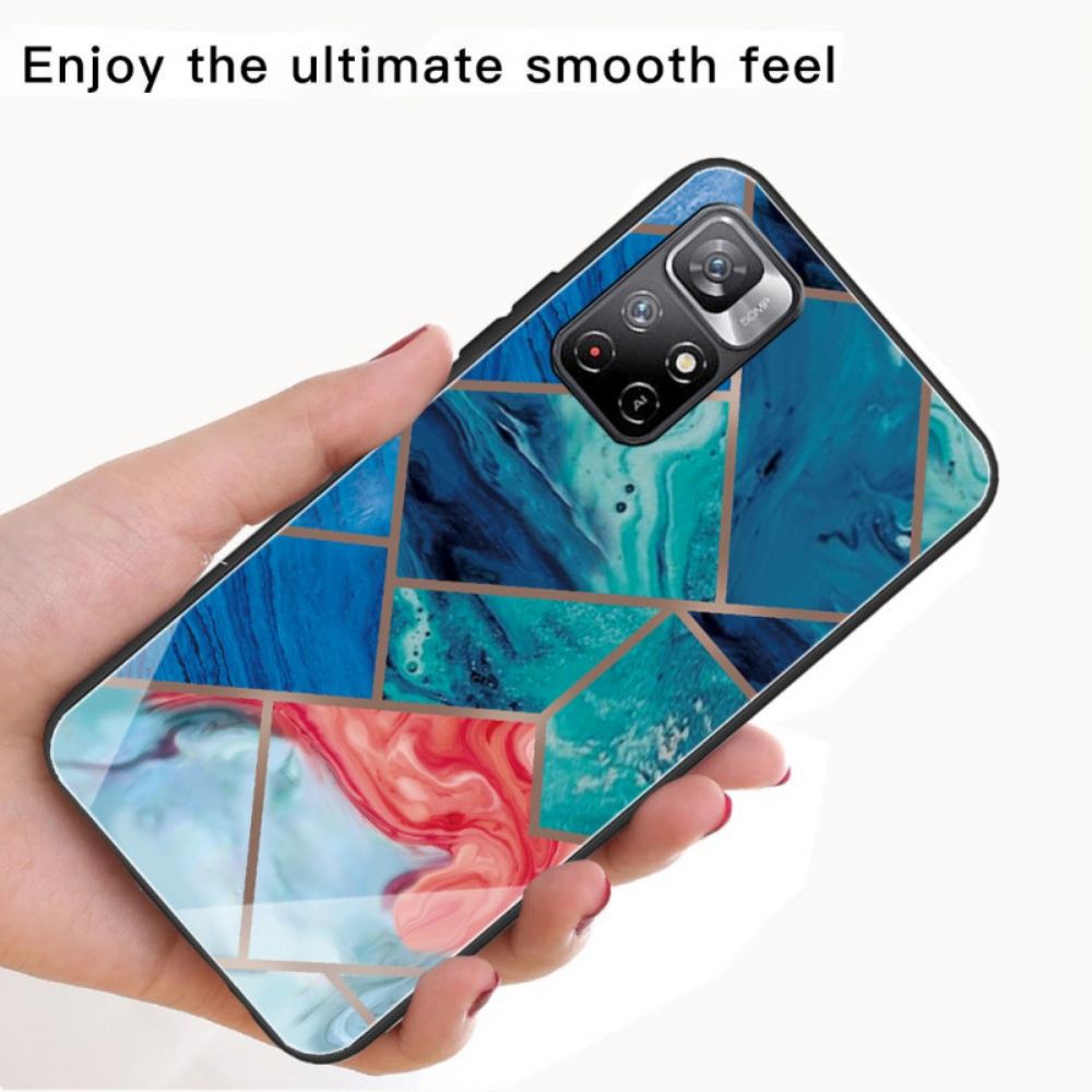 Kryt Na Poco M4 Pro 5G Geometrie Z Temperovaného Mramoru