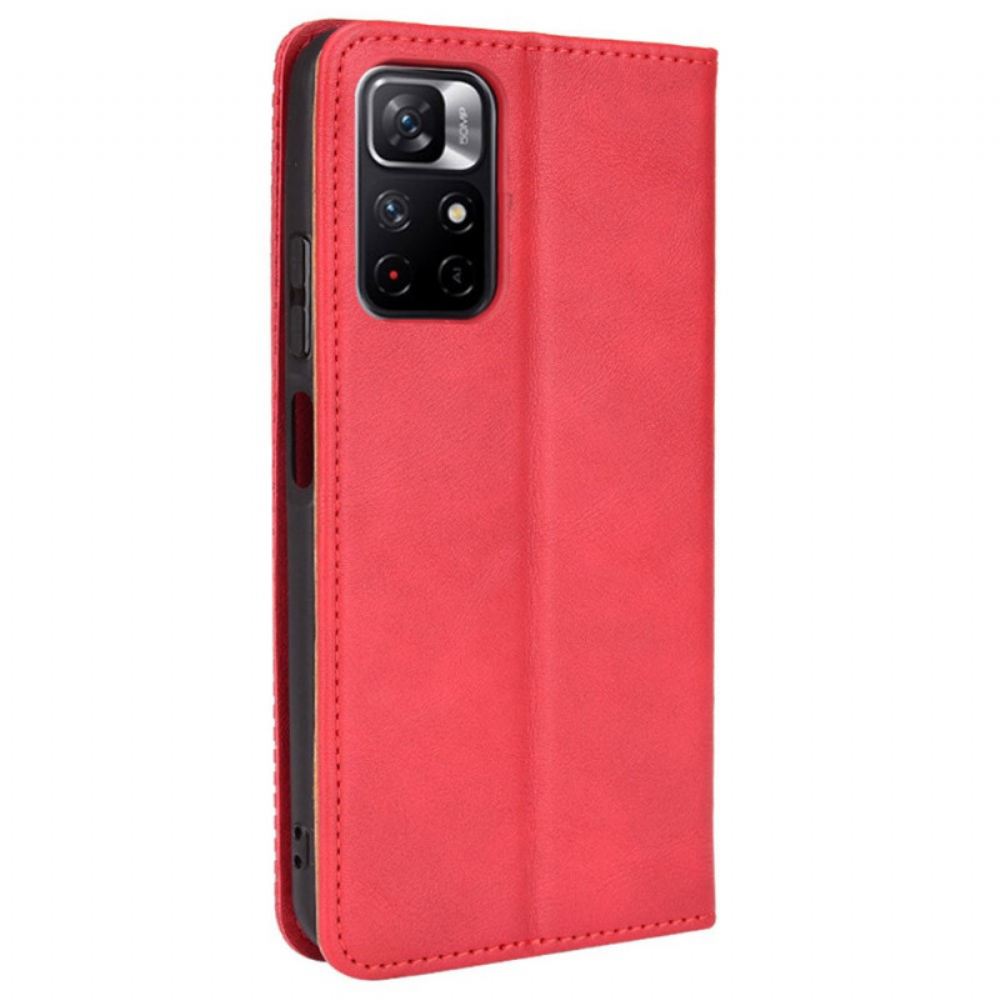 Kryty Na Mobil Na Poco M4 Pro 5G Flipové Pouzdro Stylizovaný Vintage Kožený Efekt