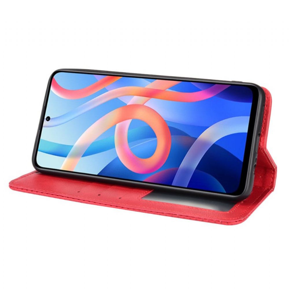 Kryty Na Mobil Na Poco M4 Pro 5G Flipové Pouzdro Stylizovaný Vintage Kožený Efekt