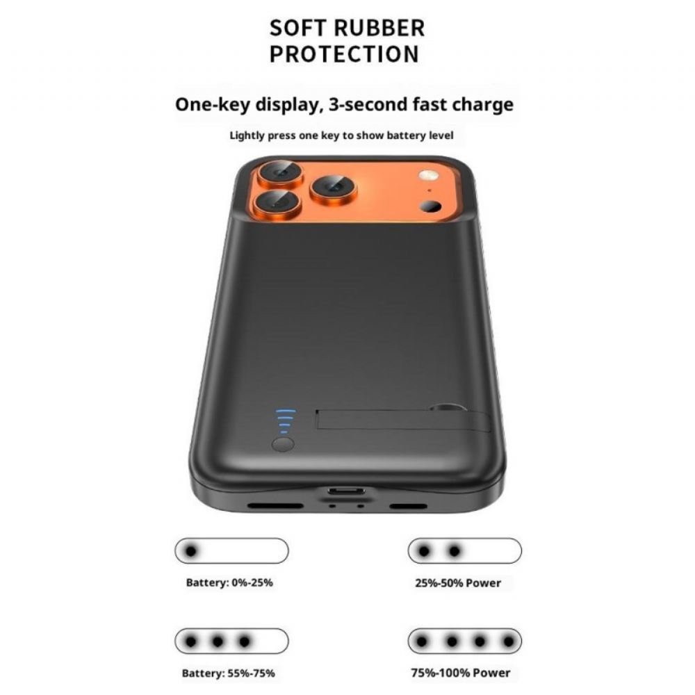 Externí Pouzdro S Baterií 5000 Mah Pro iPhone 17 Pro S Vestavěným Stojánkem