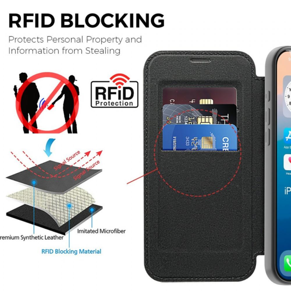 Kožené Pouzdro Folio iPhone 17 Pro Kompatibilní S Magsafe A Rfid Blokováním
