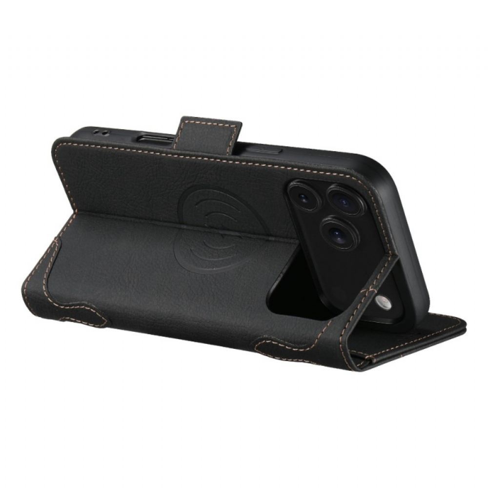 Kožené Pouzdro Folio iPhone 17 Pro Kompatibilní S Magsafe Textura Liči