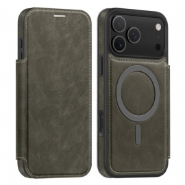 Kožené Pouzdro Folio iPhone 17 Pro Pouzdro Na Karty Rfid Kompatibilní S Magsafe