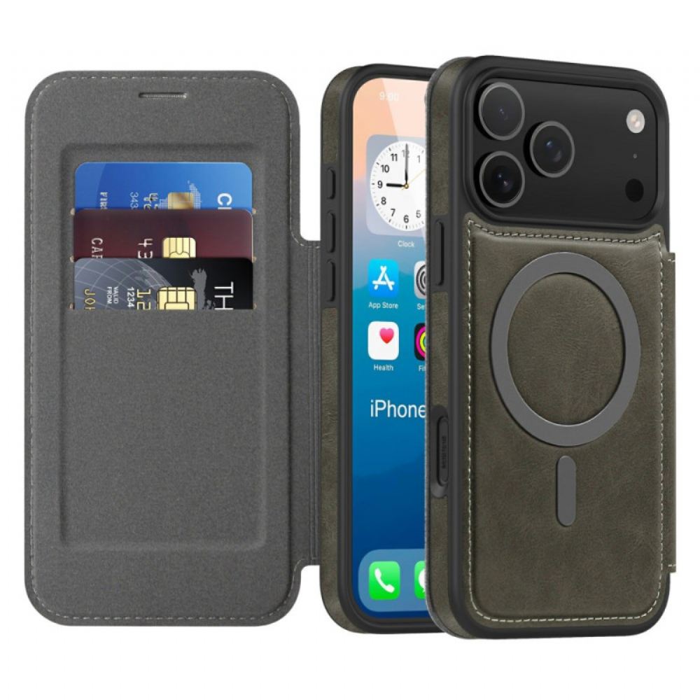 Kožené Pouzdro Folio iPhone 17 Pro Pouzdro Na Karty Rfid Kompatibilní S Magsafe