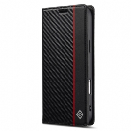 Kožené Pouzdro Folio Na iPhone 17 Pro Lc.imeeke Uhlíková Vlákna