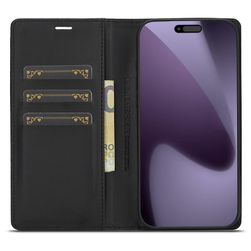 Kožené Pouzdro Folio Na iPhone 17 Pro Lc.imeeke Uhlíková Vlákna