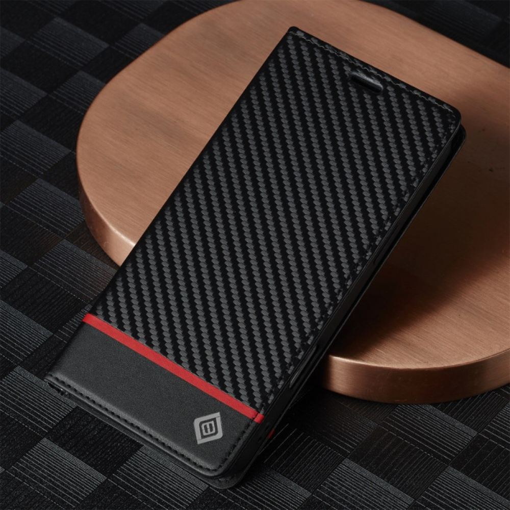 Kožené Pouzdro Folio Na iPhone 17 Pro Lc.imeeke Uhlíková Vlákna