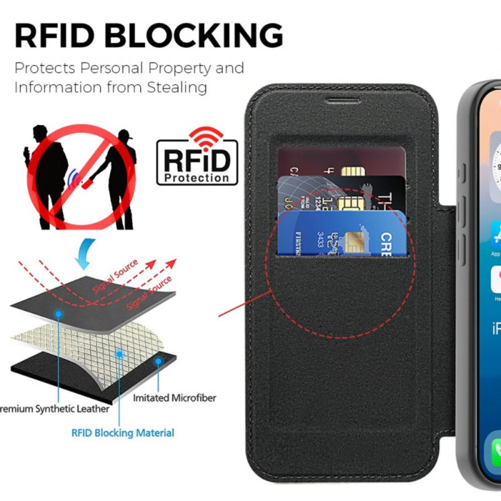 Kožené Pouzdro Folio Na iPhone 17 Pro Prošívané Kompatibilní S Magsafe