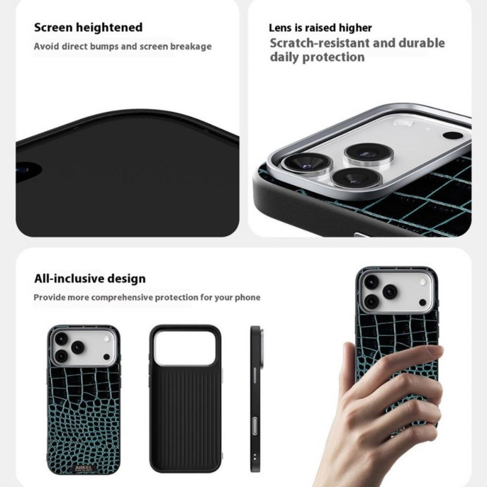 Kryt iPhone 17 Pro Kompatibilní S Magsafe Krokodýlí Efekt Abeel