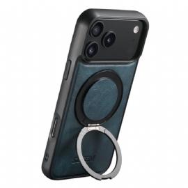 Kryt iPhone 17 Pro Kompatibilní S Magsafe Voskovaný Kožený Efekt S Otočným Držákem