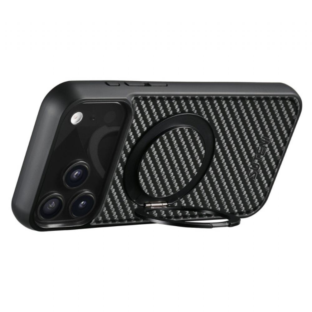 Kryt iPhone 17 Pro Otočný Držák Magsafe A Uhlíková Vlákna
