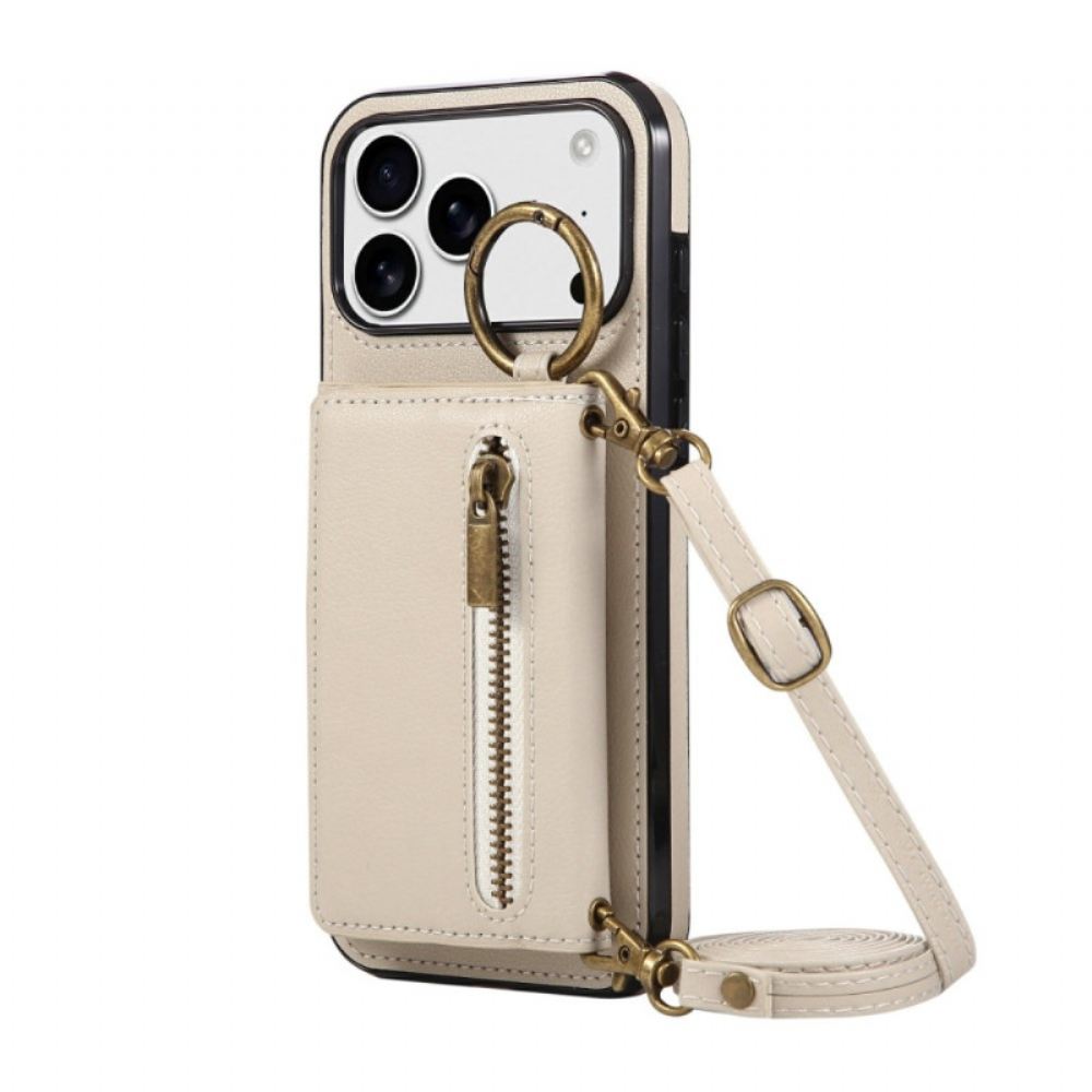 Kryt iPhone 17 Pro Peněženka S Ramenním Popruhem