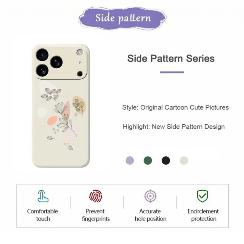 Kryt iPhone 17 Pro Tekutý Silikon S Kreslenými Listy